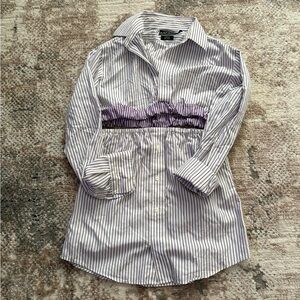 Ralph Lauren Purple and White Striped Shirt
